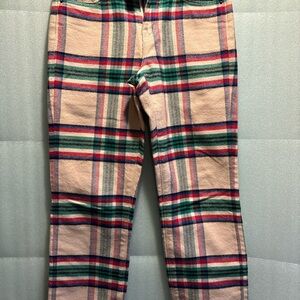 Elegant Plaid Cropped Pants in Red, Green, and Cream